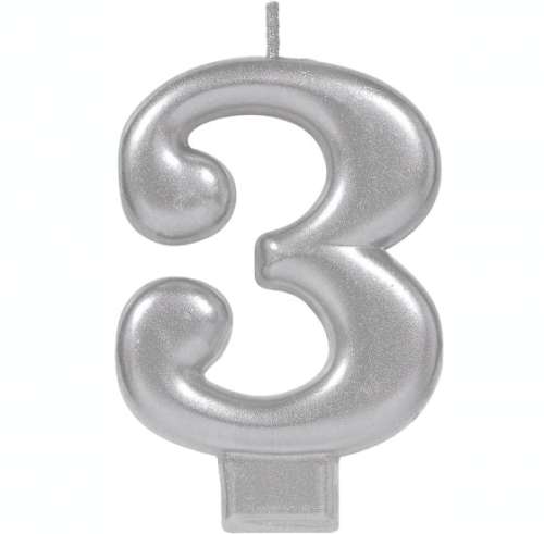 Metallic Silver Candle - No 3 - Click Image to Close